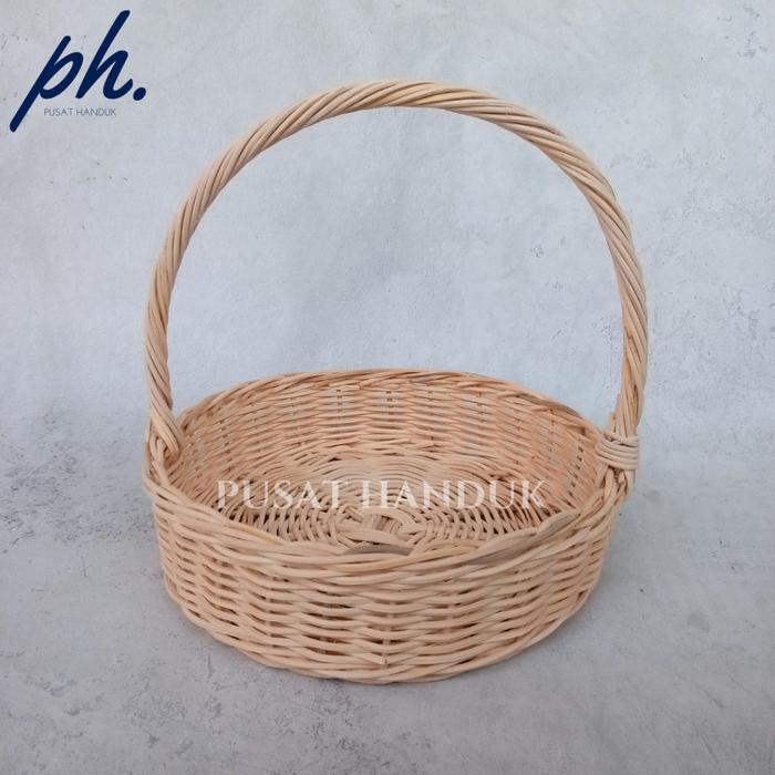 READY! KERANJANG ROTAN BULAT 20 CM SESERAHAN, PROPERTI FOTO, KERANJANG ROTAN HAMPERS