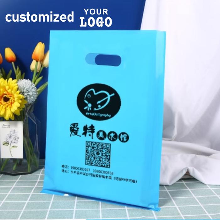 Custom Printed Logo Boutique Bags Clothes Gift Packaging Reusable Tote Shopping Bag Plastic Shopping
