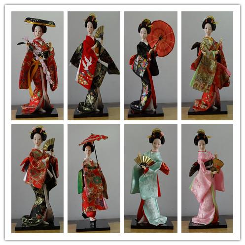 12*30cm Oriental Japanese Silk furnishings Kimono Kabuki Geisha Doll Brocade Kimono Kabuki Geisha Do