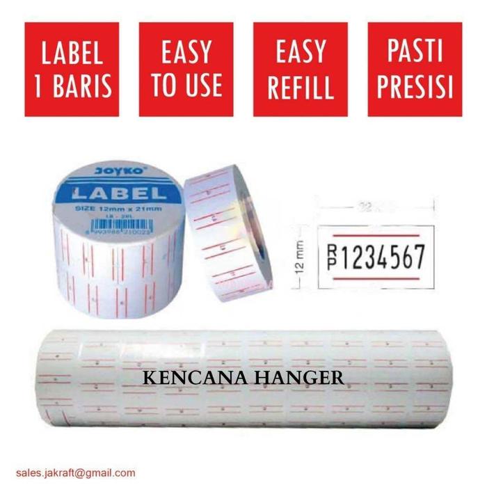 TDRM Terbaru KERTAS LABEL HARGA JOYKO 1 BARIS LB-2RL BIRU MX5500 REFILL ISI ULANG TEMPELAN PRICE LAB