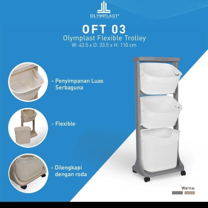 LAUNDRY BASKET PLASTIK OLYMPLAST SUSUN 3 RAK SERBAGUNA OFT