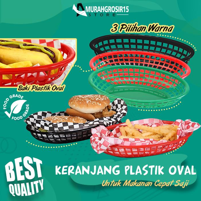 Keranjang Plastik Oval Serbaguna Nampan Buah Wadah Kecil Storage Box