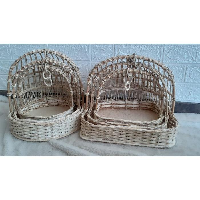 Ready 1set Keranjang Sangkar isi 4/ 3 Rotan Halus