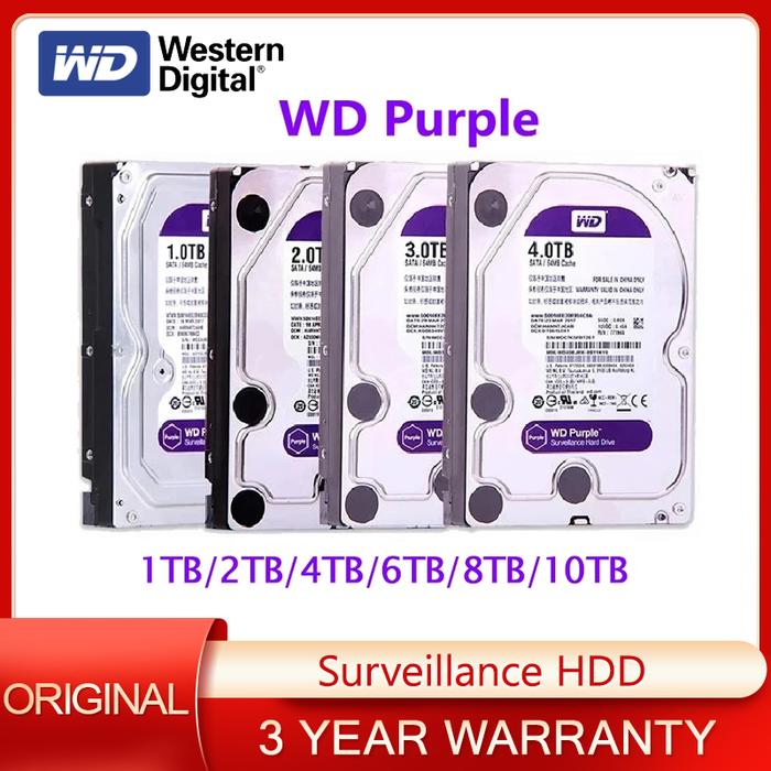 Western Digital WD Purple 1T 2T 3T 4T 6T 8TB 10TB 3.5" SATA III Hard Drive Surveillance HDD Harddisk