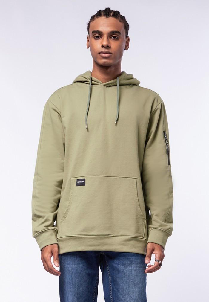 Tirajeans Sleeve Zipper Hoodie TOH205S24606F23 Lt. Olive