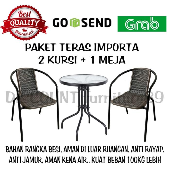 Kursi Meja Teras Besi Set 2 Kursi + 1 meja Cielo Teraso Merk Importa