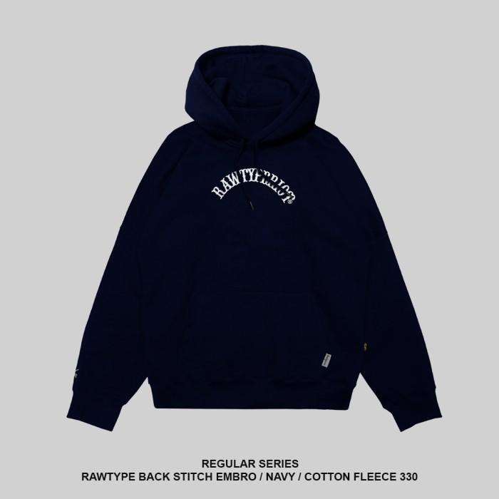 RAWTYPE RIOT Back Stitch Embro Hoodie - Navy