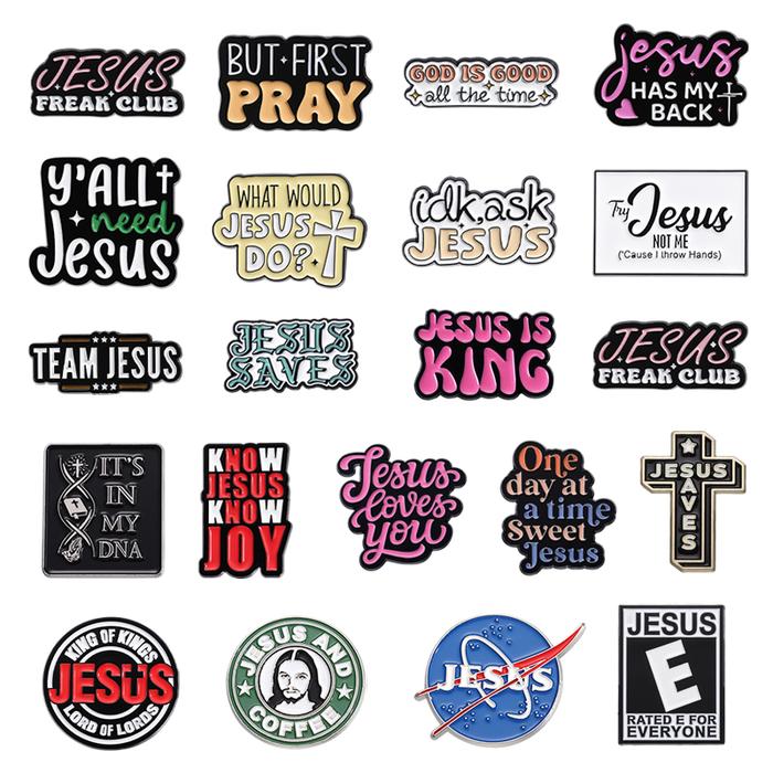 Jesus Freak Club Enamel Pin Jesus Has My Back Emblems Religion Brooches Lapel Badge Jewelry Gifts Fo