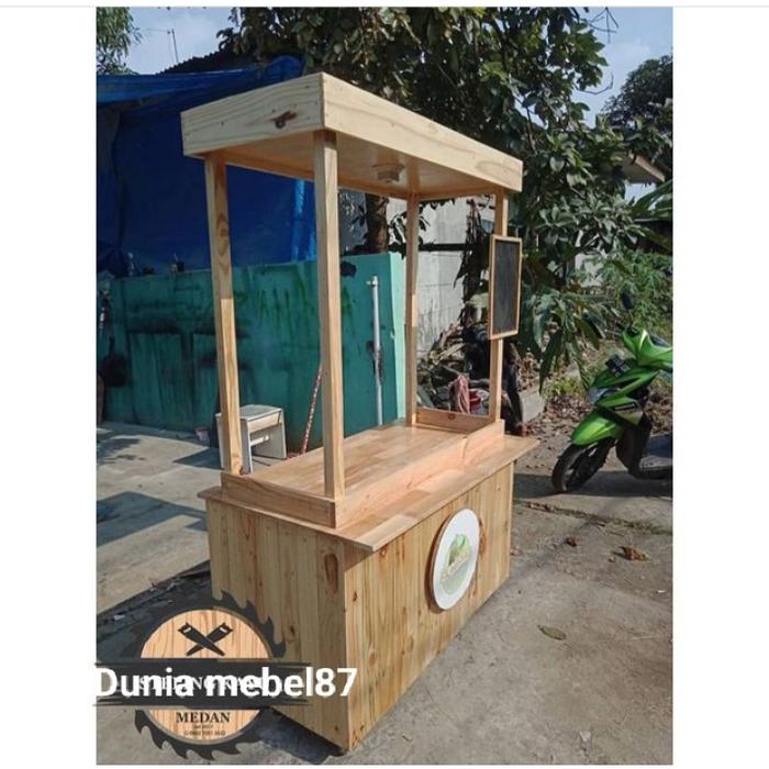 booth kayu jati Belanda murah gerobak jualan booth portabel modern