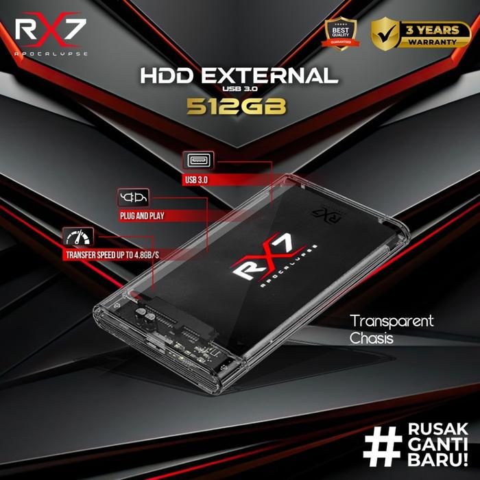 Ssd external / portable / enclosure RX7 512GB USB 3.0 RESMI