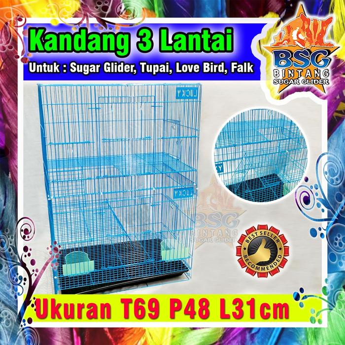 3 Tingkat Kandang Sugar Glider - Burung Love Birds - Falk - Sun Conure - Parkit - Tupai - Kandang Te