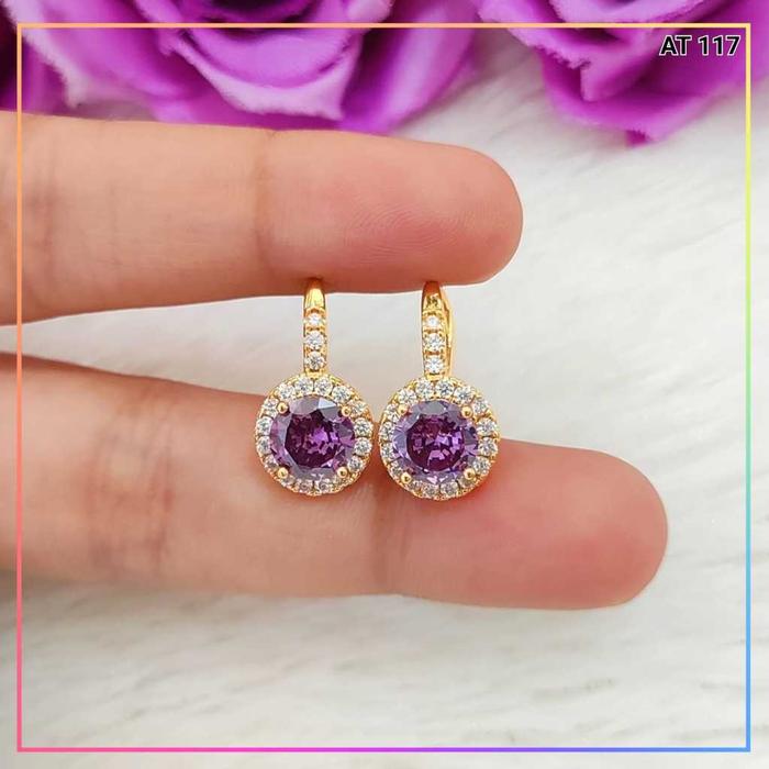 Anting xuping anting dewasa permata love biru perhiasan wanita lapis emas gold AT 117