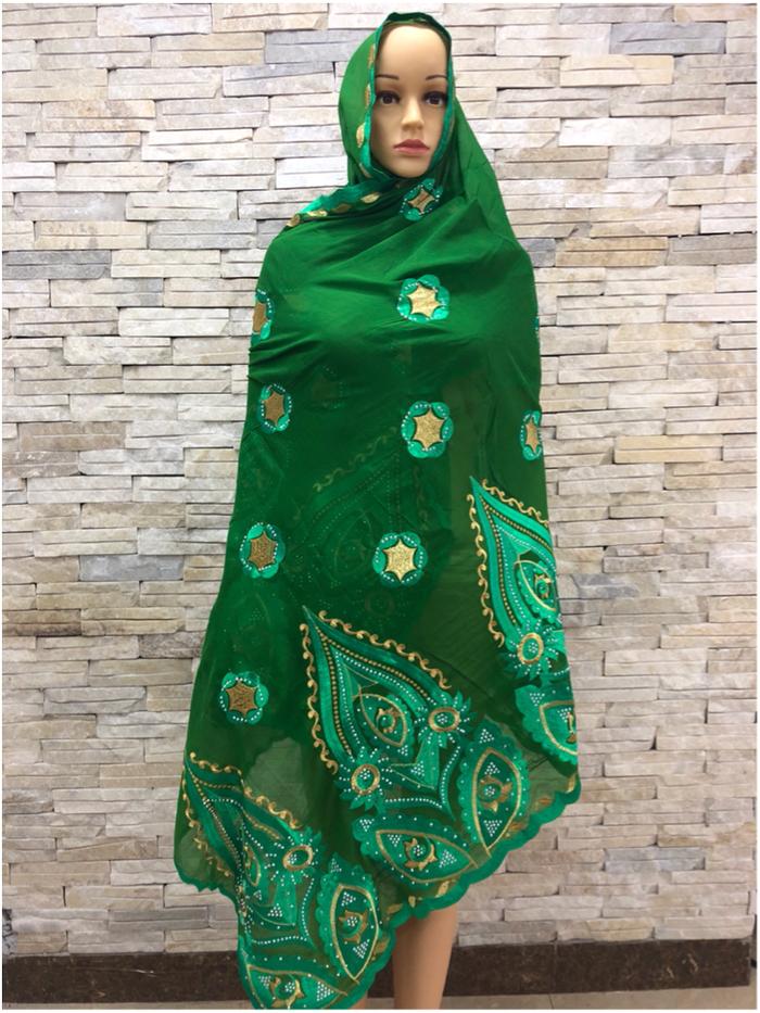 2021 New African Women Scarf Soft Chiffon Scarf Dubai Isalmic Scarf Embroidery Muslim HijabScarf for