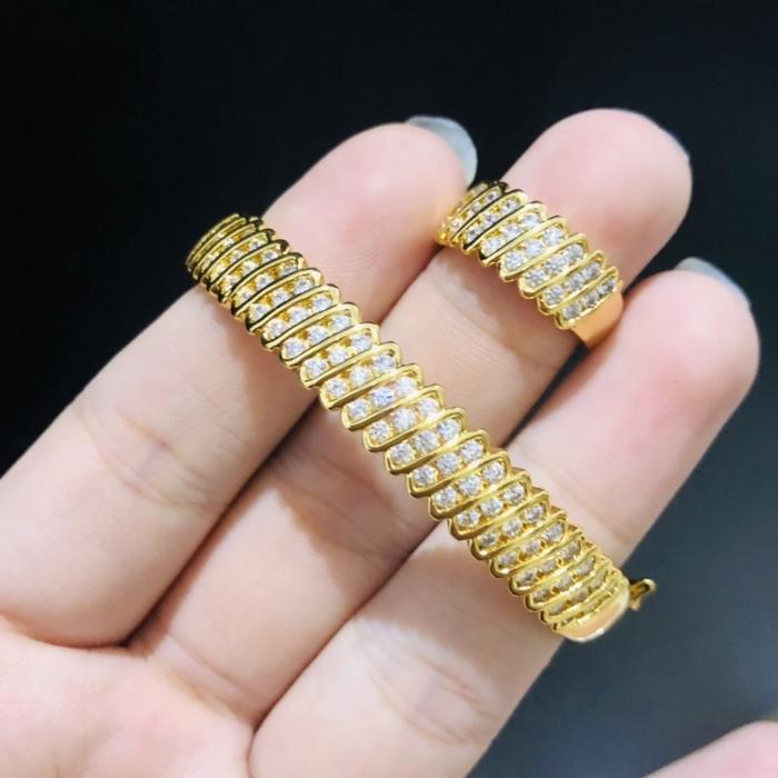 Gelang Cincin model berlian tura Medan Gold premium / Gelang Cincin set Persis Emas Asli