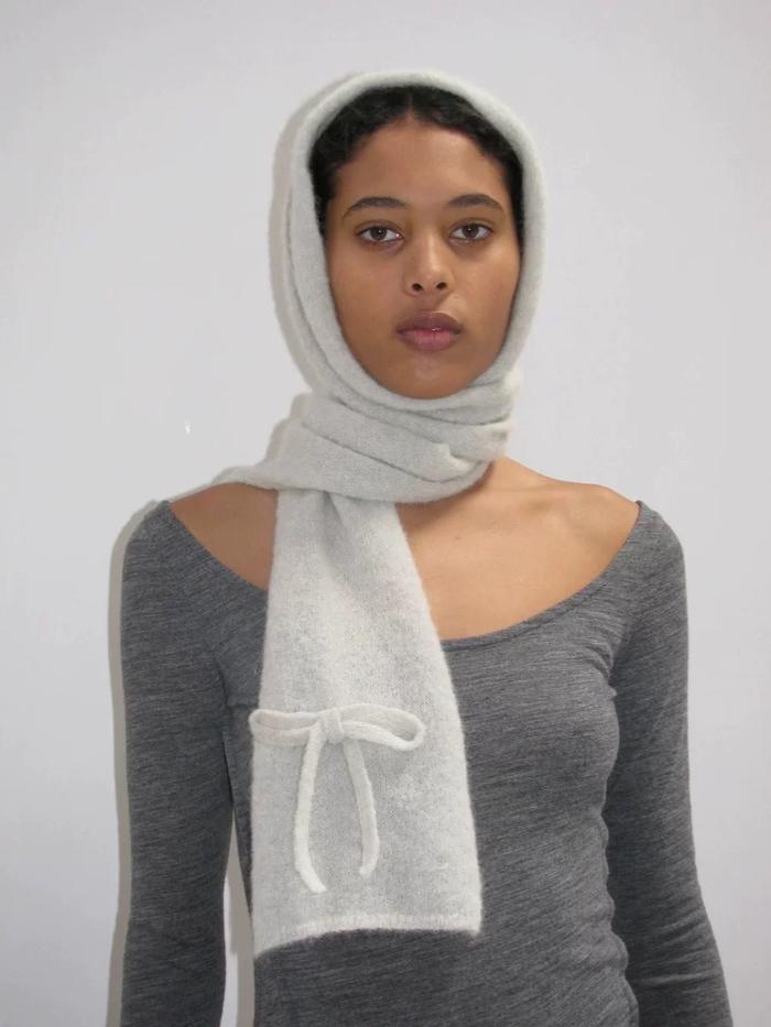 paloma wool light grey alpaca wool cute retro all-match warm scarf