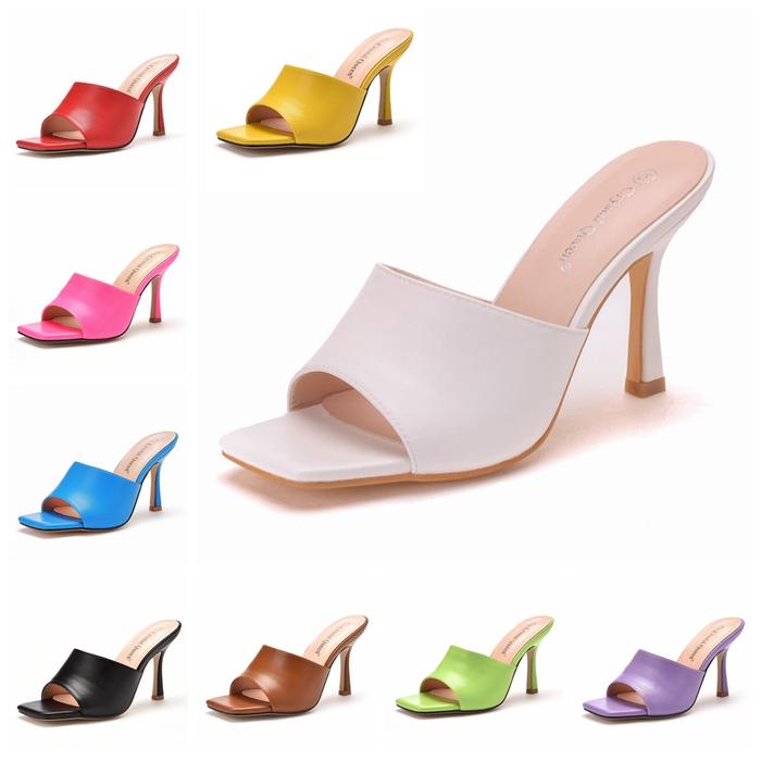 Crystal Queen Women 9cm High Heels Mules Fetish Summer Sandals Stiletto Slippers Prom Platform Strip