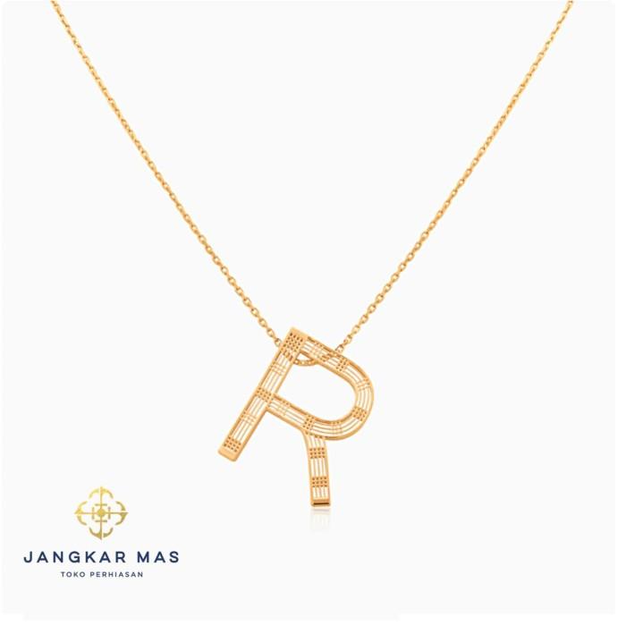 Kalung UBS Alpha Bold Huruf R Alphabold Carendelano 16K Gold