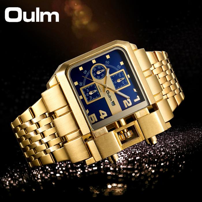 Oulm 3364 Luxury Brand Watch Stainless Steel Male Quartz Clock Auto Date Unique Military Men's Wrist