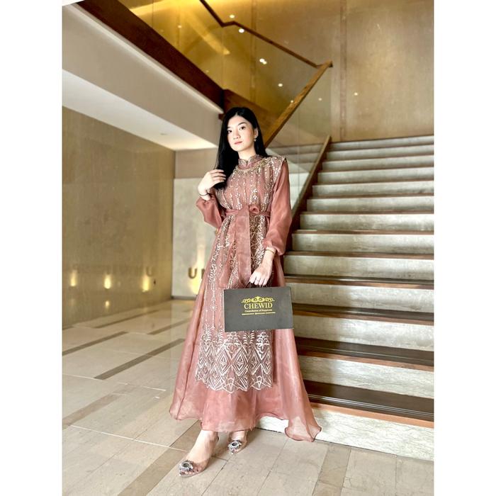 Chewid Casandra dress bahan brukat mix organza