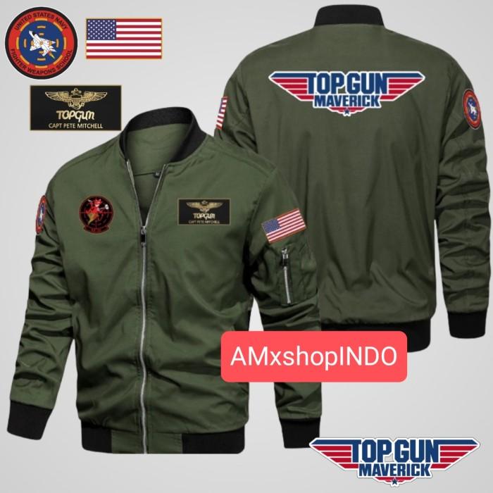TerlarisModern- JAKET BOMBER TOP GUN ARMY MAV_ERICK PRIA CASUAL TOP GUN