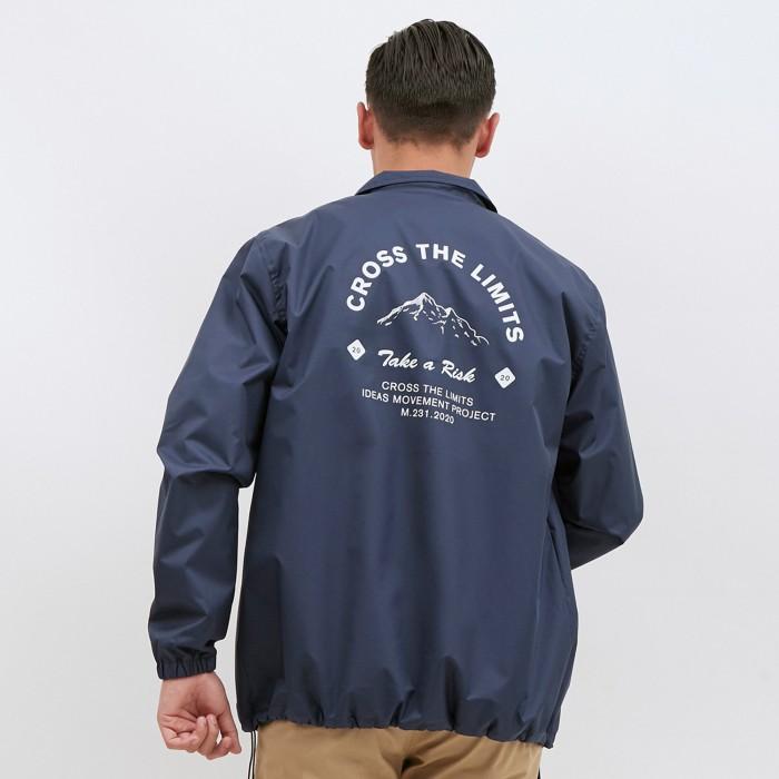 TerlarisModern- M231 Jaket Pria Taslan Coach Grafis Panjang Navy 1826
