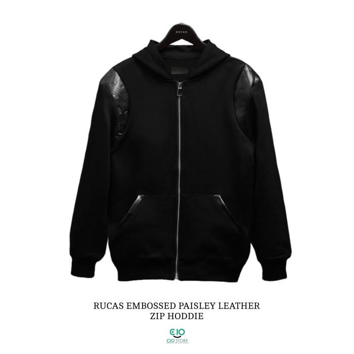 TerlarisModern- Rucas Embossed Paisley Leather Zip Hoddie X bimo pd Original