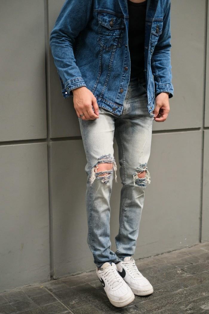 TerlarisModern- Weird Jeans - Vintage blue M18 - Celana Jeans Pria Skinny Slimfit
