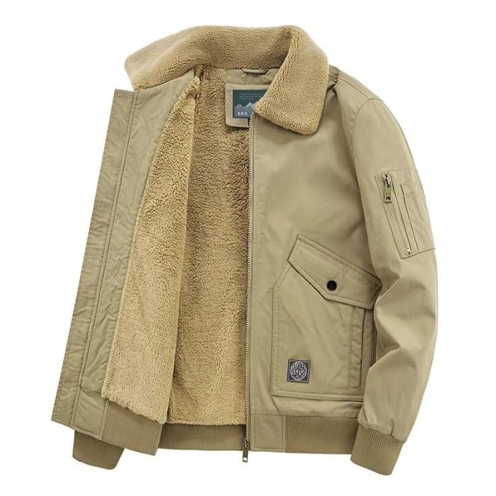 TerlarisModern- Jaket Bomber Bulu Pria Import Musim Dingin Mantel Pria Tebal Big Jumbo