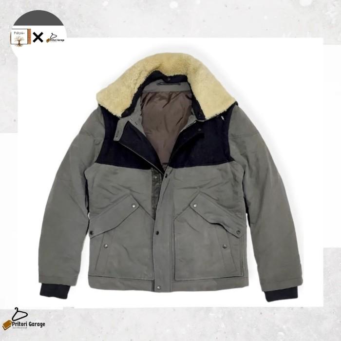 Utility Bomber Shearling 2in1 Vest Jacket Time Homme Grey Black Color