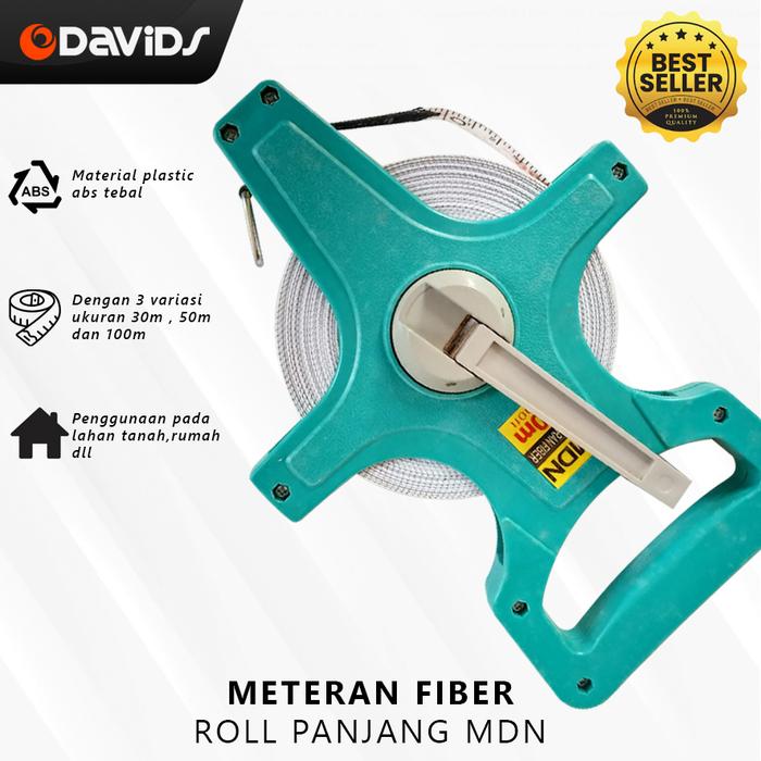 Meteran Gulung Tanah Fiber Roll 30 50 100 Meter