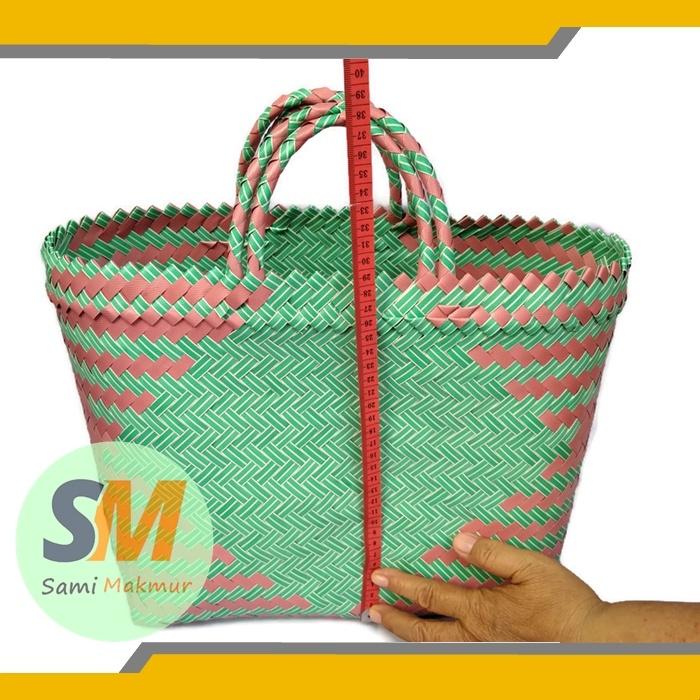 PAKET HEMAT 50 PCS Tas Anyaman Plastik JUMBO Lurik Keranjang Belanja Besar Parcel Hampers Pernikahan