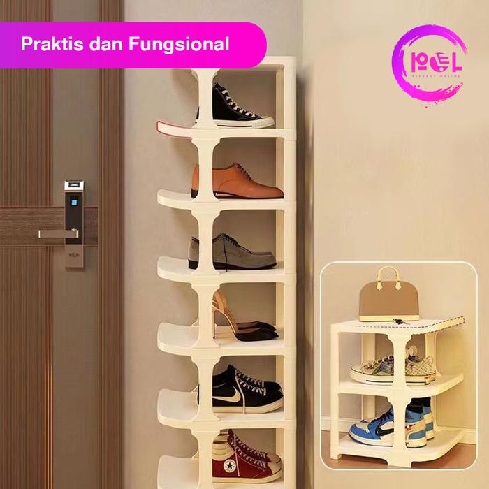 POL  Rak Sepatu Tulang | Rak Sepatu Plastik 4 Susun | Rak Serbaguna | Rak Sepatu Minimalis | Rak Sep