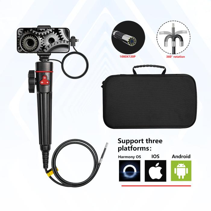 WDLUCKY 360° Articulated Endoscope 6mm Car Articulated Endoscope Camera with Steerable Probe Compati