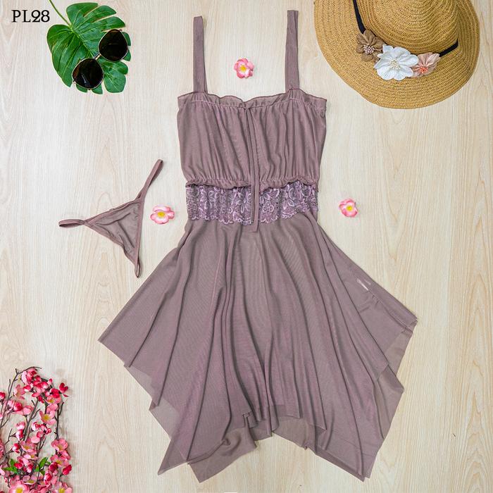 Baju Tidur Wanita Seamles Seksi Semi Transparan Dress Nude PL28