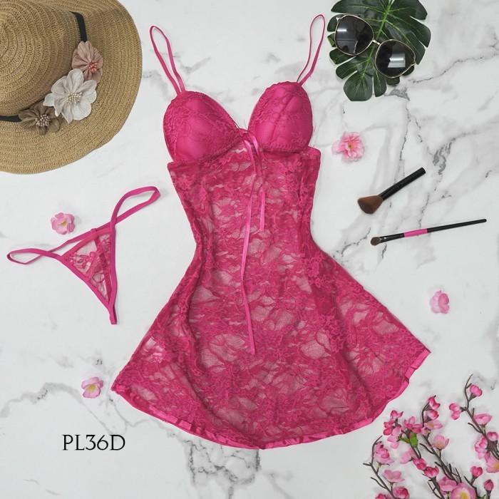 [READY STOCK] BAJU TIDUR SEXY NIGHTGOWN LINGERIE SEXY FUSCHIA PL36D