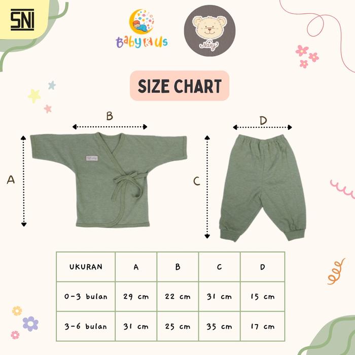 Kimono Panjang Set Nary Baby - Set Kimono Bayi Lengan Panjang Celana Panjang Bahan Kaos 0-3 3-6 bula
