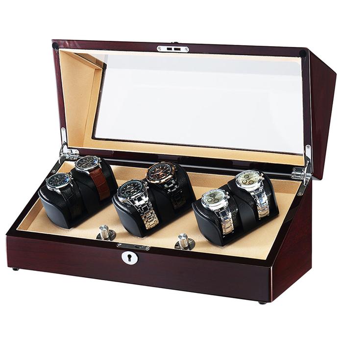 Watch Winders Wooden High Gloss PE Finish Japanese Quiet Motor Acrylic Window Storage Display Watche