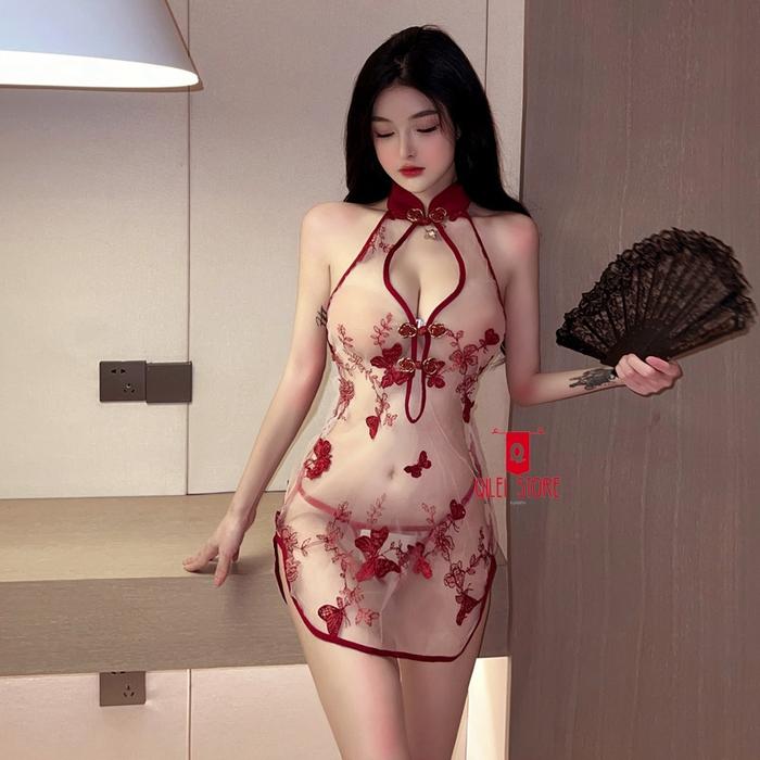 NEW Lingerie Sexy Hot Binal Cosplay Costume Cheongsam baju sexy wanita transparan 3618