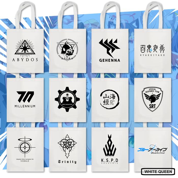 TOTE BAG BLUE ARCHIVE SCHOOL - TOTEBAG ANIME & GAME DESIGN LOGO BLUE ARCHIVE SCHOOL
