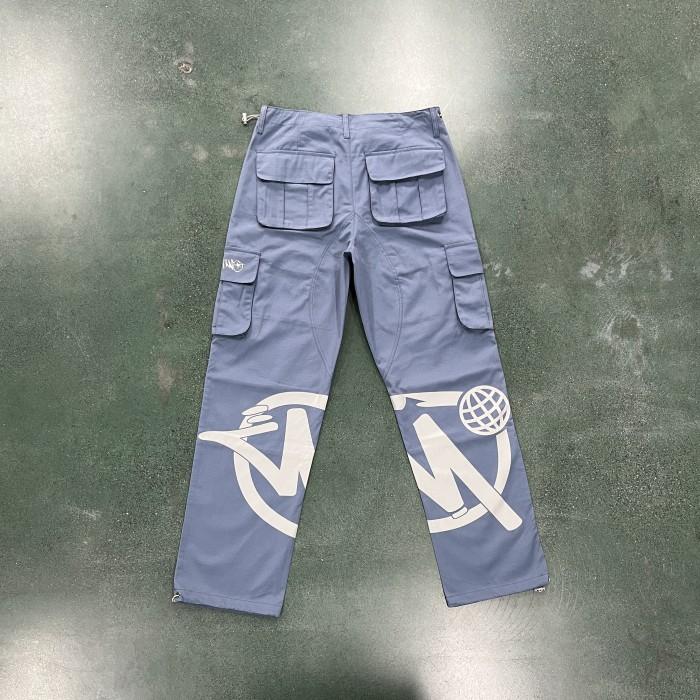 Minus Two Y2K Graffiti Cargo Pants - Dusty Blue HAPPY SHOPPING DAN TERIMAKASIH .