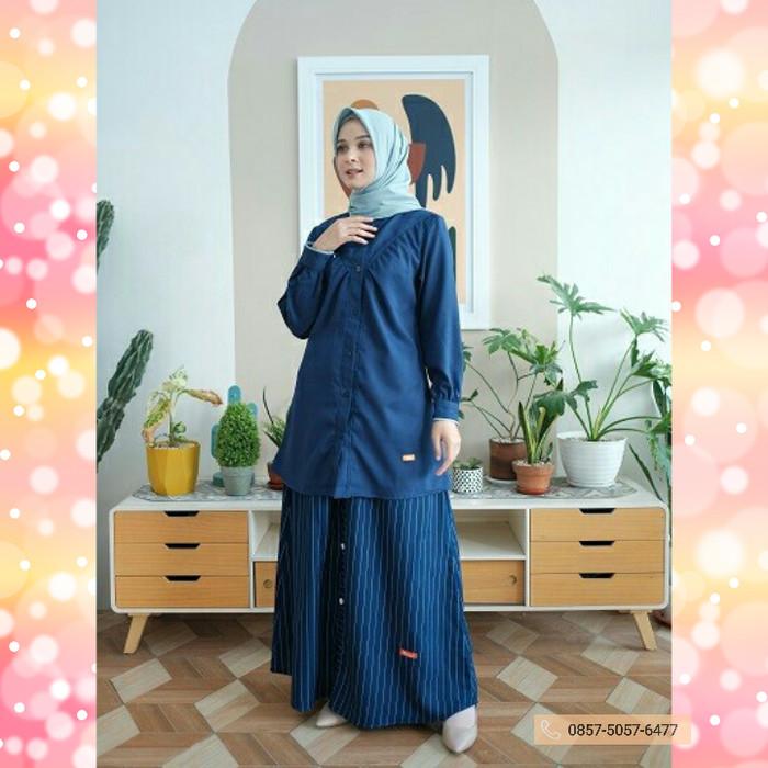Terlaris Nibras Atasan Na 44 Navy Biru Dongker Daily Outfit Tunik Blouse Busui