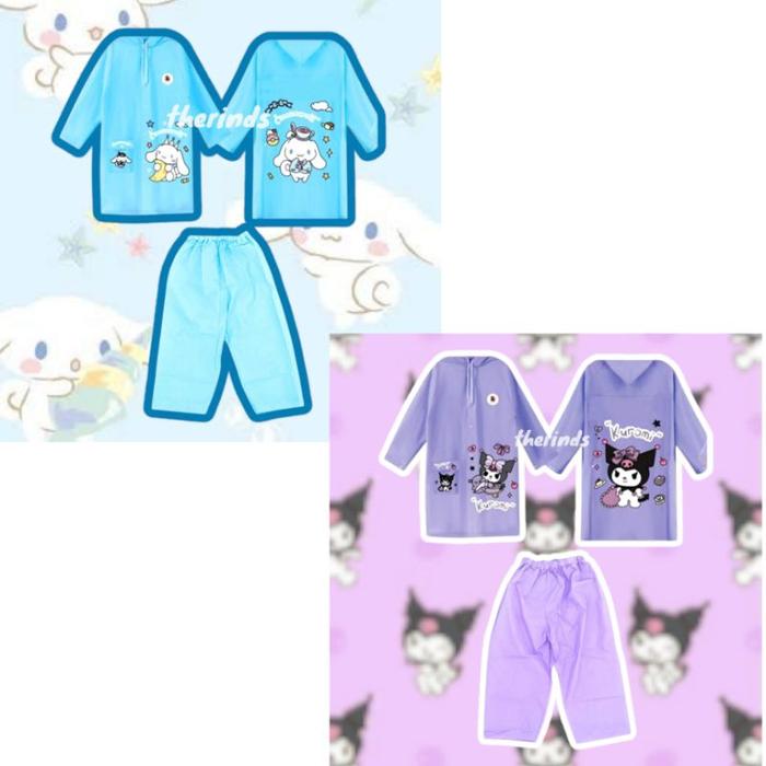 Jas Hujan Kuromi Cinnamoroll Setelan | Jas Hujan Anak Kuromi Sticker Waterproof | Jas Hujan Kuromi C