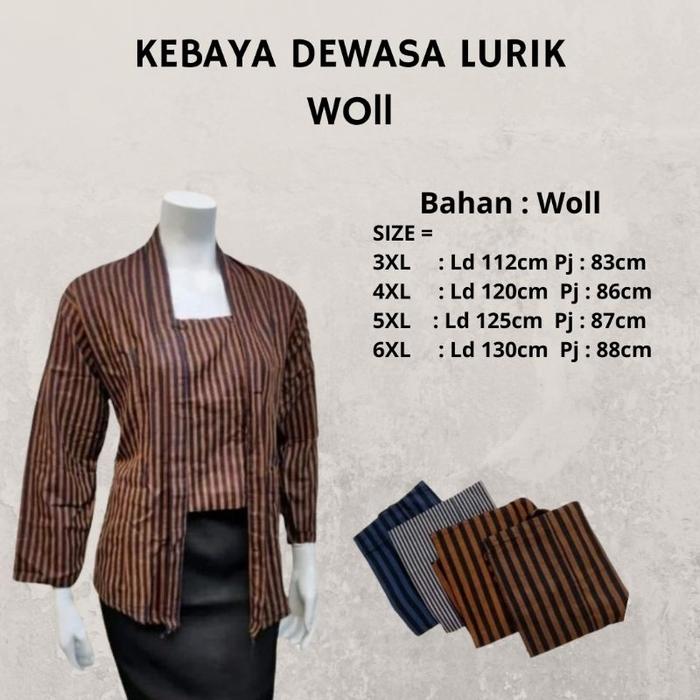 Super Murah! Kebaya Lurik Wol Baju Adat Jawa Jumbo /Dewasa /Kutu Baru Kebaya Kartini By Kk #Kebaya J