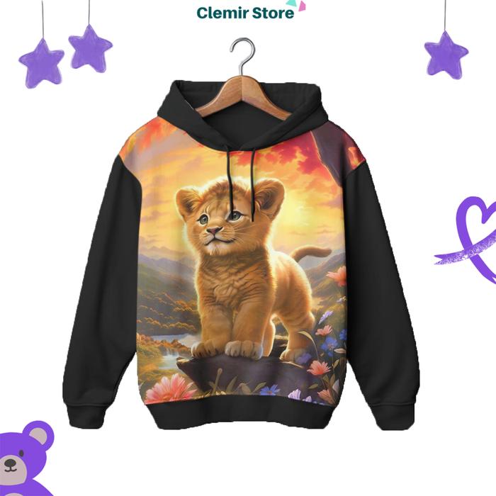 Jaket Hoodie Printing 3D Anak Binatang Hewan Harimau Lucu v3