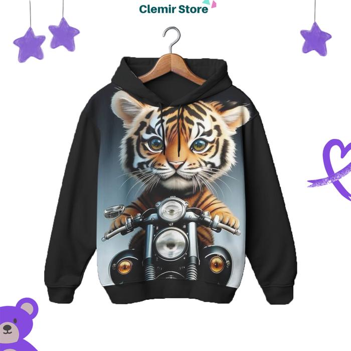 Jaket Hoodie Printing 3D Anak Binatang Hewan Harimau Lucu v6