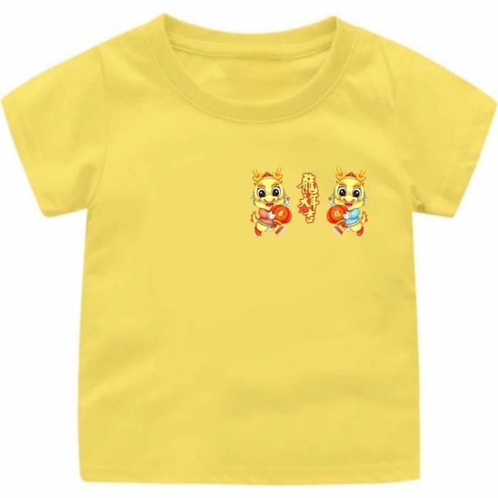 Baju Kaos Atasan Anak Usia 1-12Tahun Imlek Motif Logo Naga Lampion