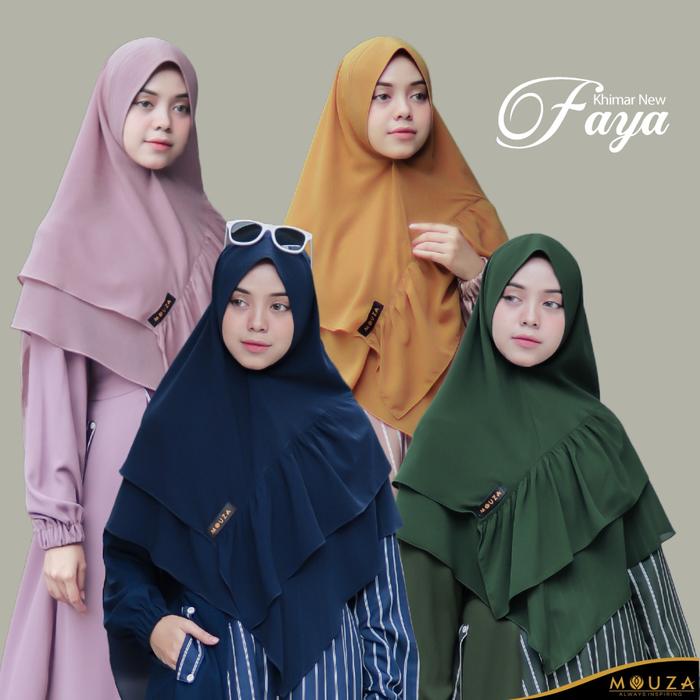 Mouza Khimar New Faya Warna Army Navy Dusty Pink Latte Lime Black Grey Bahan Cerutty Premium 2  Laye
