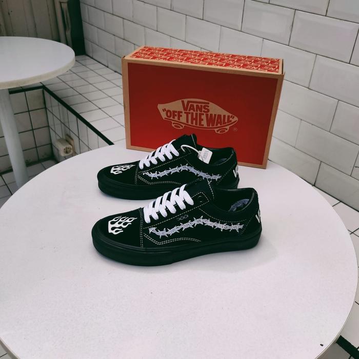 ( BISA COD ) SEPATU VANS OLDSKOOL ELIJAH BERLE BLACK BLACK WHITE