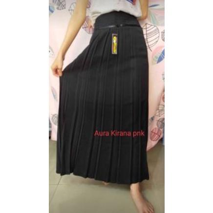 Rok Panjang Plisket Hitam Formal Lipit