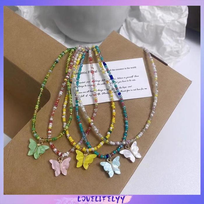 Kalung Cinta Warna Permen Gadis Cantik Rantai Tulang Selangka